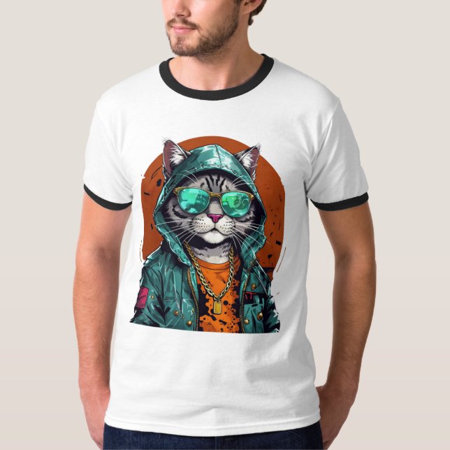 Cool Anthropomorphic Cat T-Shirt (Front)