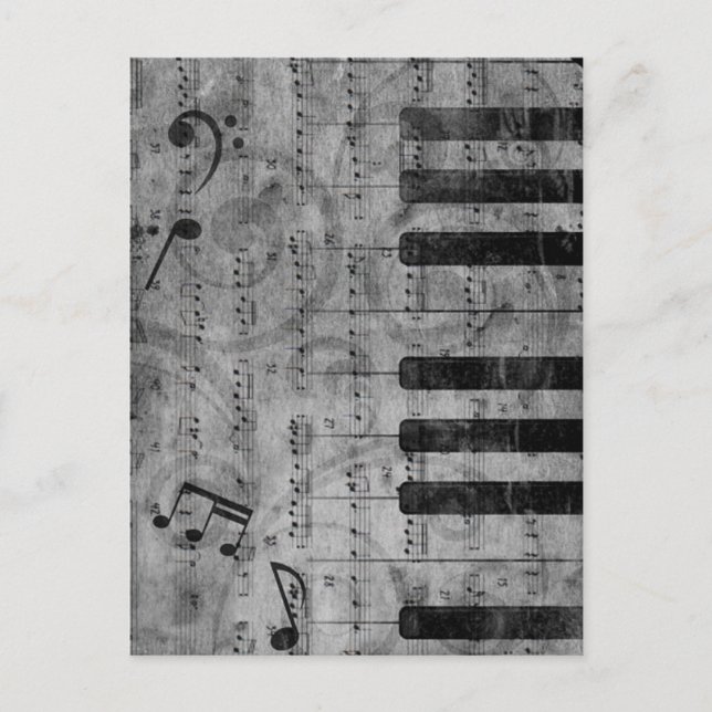 Cool antique grunge effect piano music notes (Front)