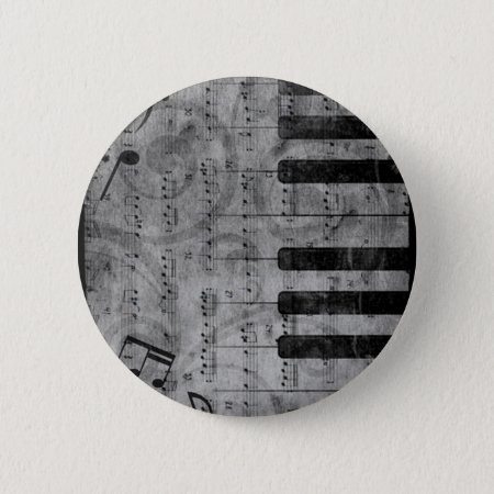 Cool Antique Grunge Effect Piano Music Notes Button