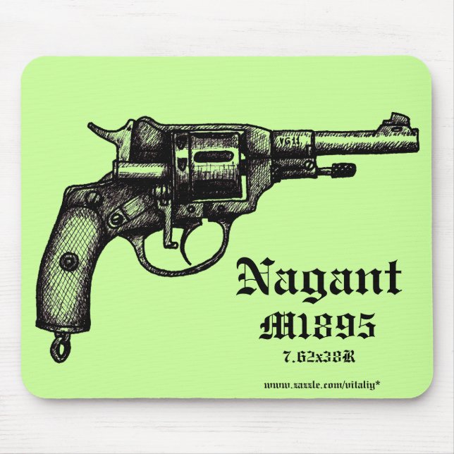 Cool antique Nagant revolver graphic mousepad (Front)