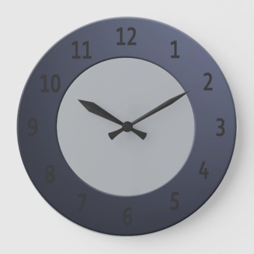Cool any Color Black Digits on Blue Frame Large Clock