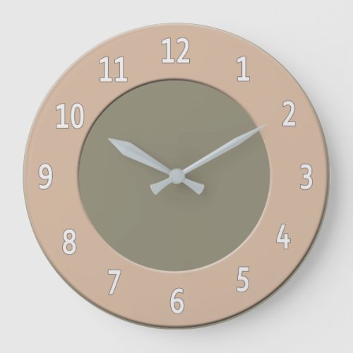 Cool any Color White Digits on Latte Frame Large Clock
