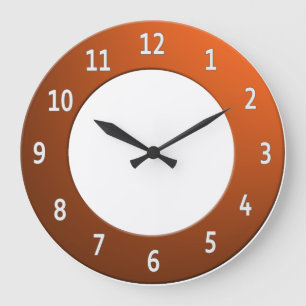 Cool any Color White Digits on Orange Frame Large Clock
