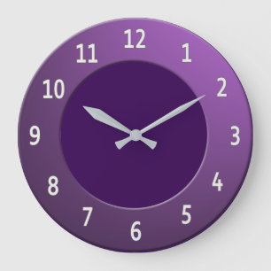 Cool any Color White Digits on Purple Frame Large Clock