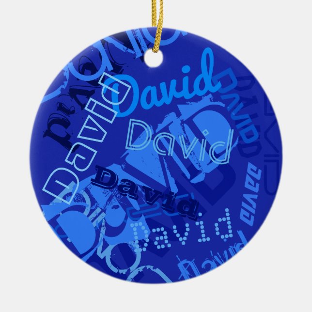 Cool Any Name Collage Ceramic Ornament (Front)