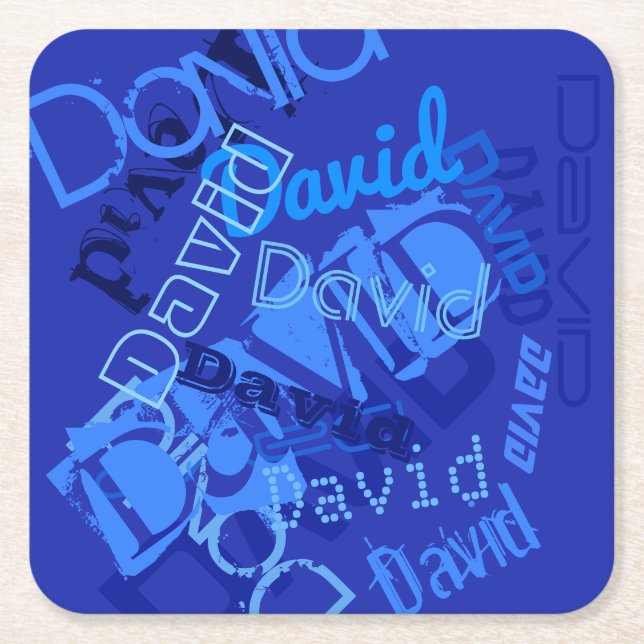 Cool Any Name Collage Square Paper Coaster (Front)