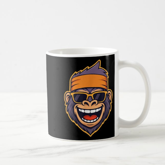 Cool Ape Gorilla Head Funky Monkey Retro Bandana C Coffee Mug (Right)