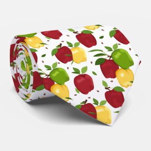 cool apple colors tiled pattern fruit neck tie