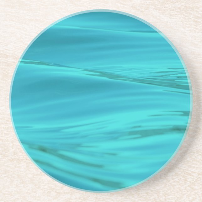 Cool Aqua Blue Summer Water Ripples Sandstone Coaster (Front)