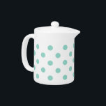 Cool Aqua Polka Dots Teapot<br><div class="desc">Cute polka dots in Cool Aqua on a solid white teapot.</div>