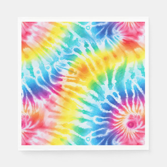 Cool Aqua Red Blue Yellow Orange Tie Dye Napkins (Front)