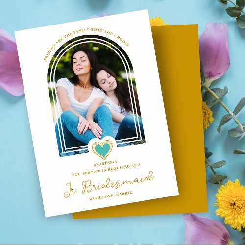 Cool Arch Fancy Jr Bridesmaid Blue Heart Photo Invitation