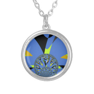 Cool Arches with Fractal Spheres Art Design Silver Plated Necklace