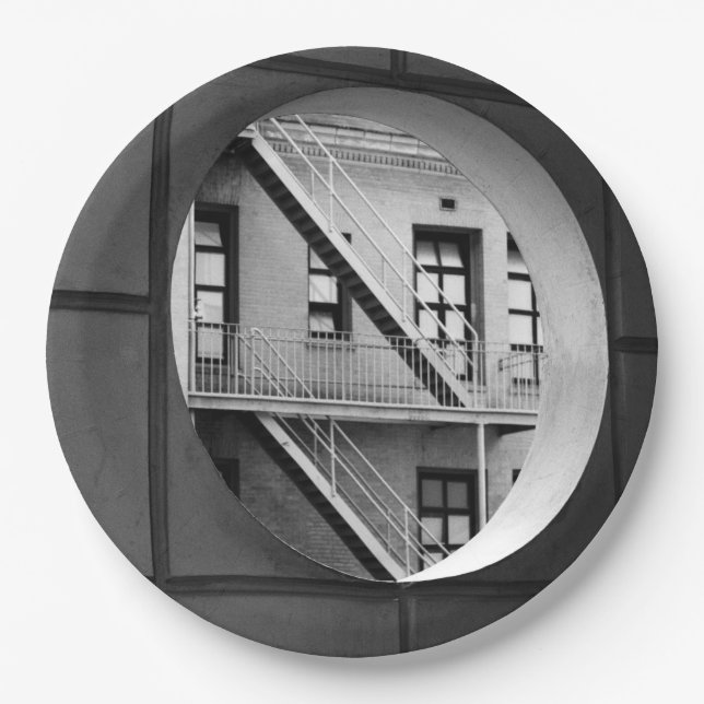 Cool Architecture Black and White Photography Paper Plates (Front)
