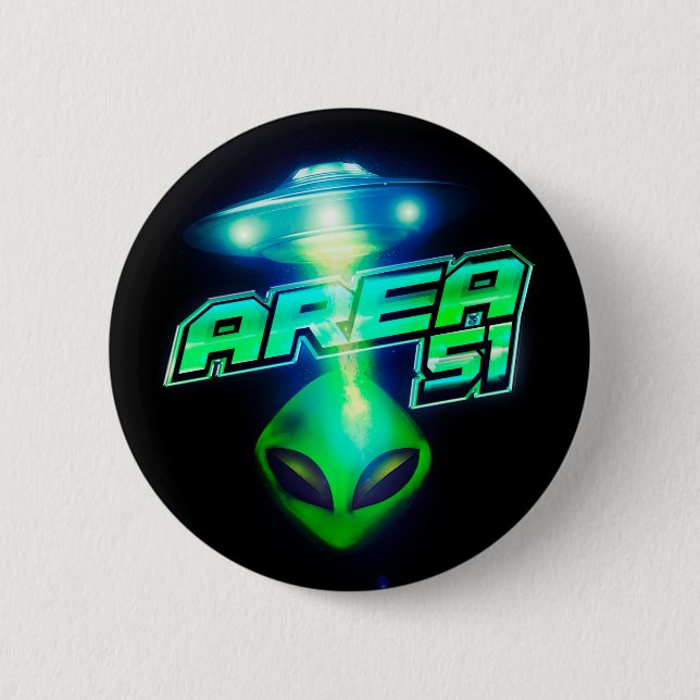 Cool Area 51 Alien Spaceship Button (Front)