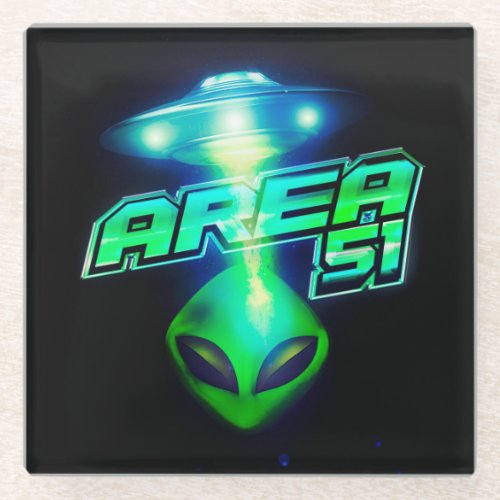 Cool Area 51 Alien Spaceship Glass Coaster