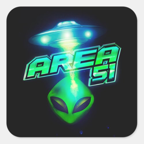 Cool Area 51 Alien Spaceship Square Sticker