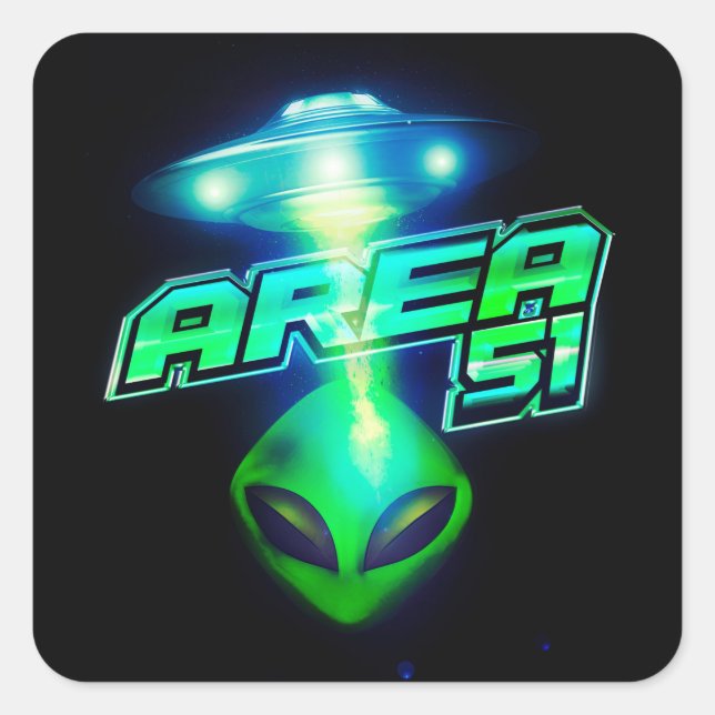 Cool Area 51 Alien Spaceship Square Sticker (Front)