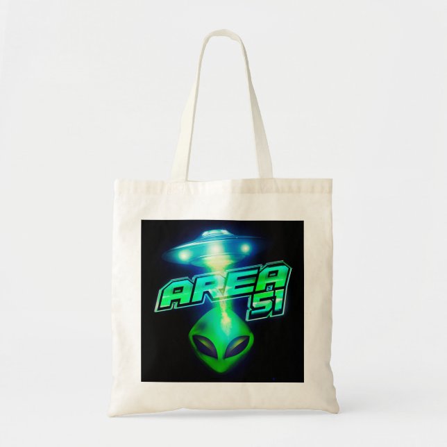 Cool Area 51 Alien Spaceship Tote Bag (Front)