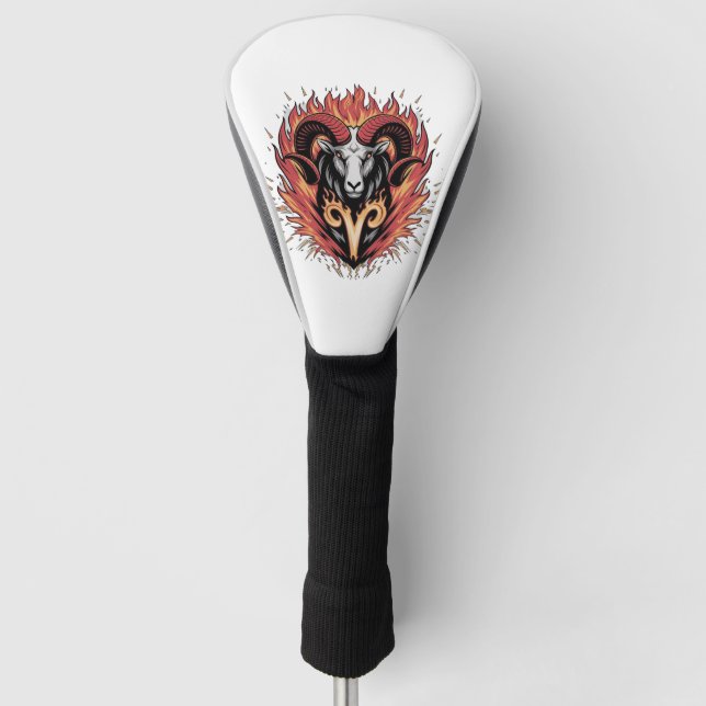 Cool Aries on fire Zodiac Astology design Golf Head Cover (Front)