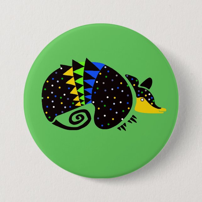 Cool  ARMADILLO- Endangered animal graphic Button (Front)