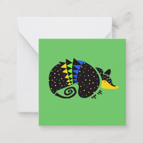  Cool ARMADILLO _Endangered animal _Green Note Card