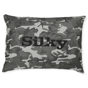 Cool Army Camouflage Monogram with Pet Name Bed