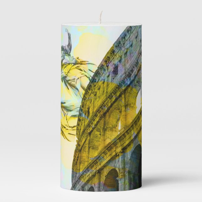 Cool art of Rome elements in trendy way Pillar Candle (Front)