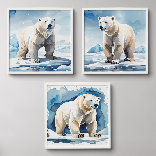 Cool Artic polar bears  Peel And Stick Photo Tile (Front Set)