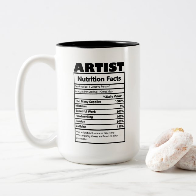 cool Artist work facts Two-Tone Coffee Mug (With Donut)