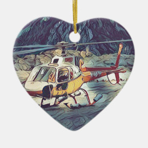Cool Artistic Helicopter Ceramic Ornament