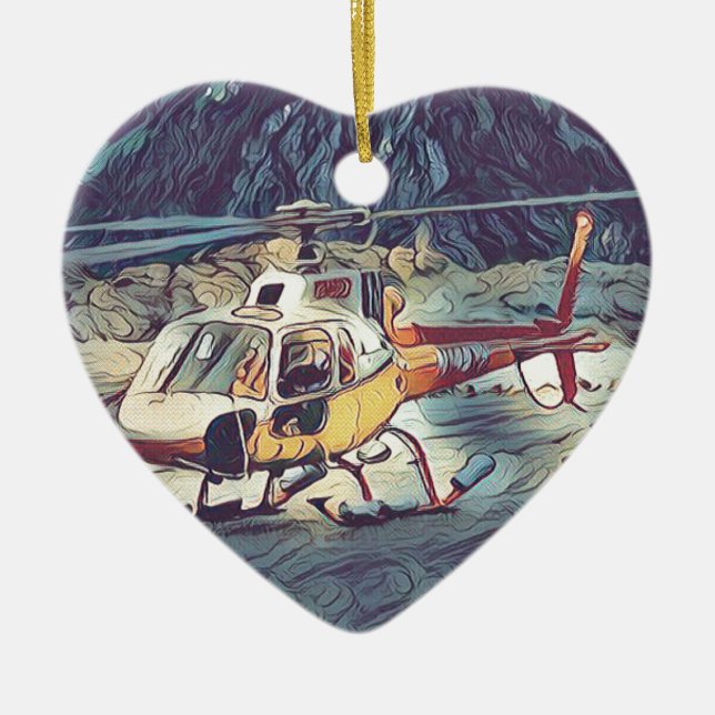 Cool Artistic Helicopter Ceramic Ornament (Front)