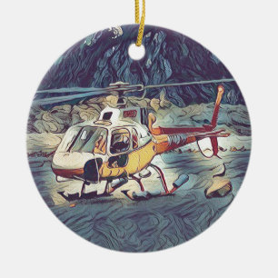 Cool Artistic Helicopter Ceramic Ornament