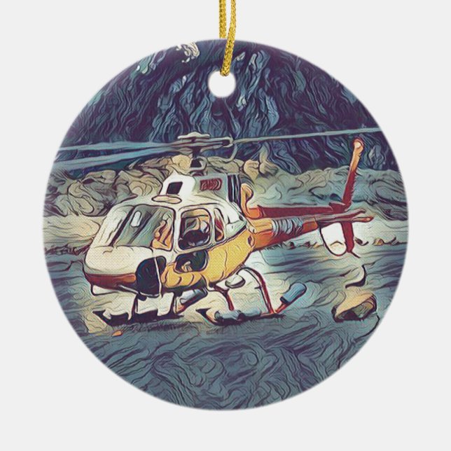 Cool Artistic Helicopter Ceramic Ornament (Front)