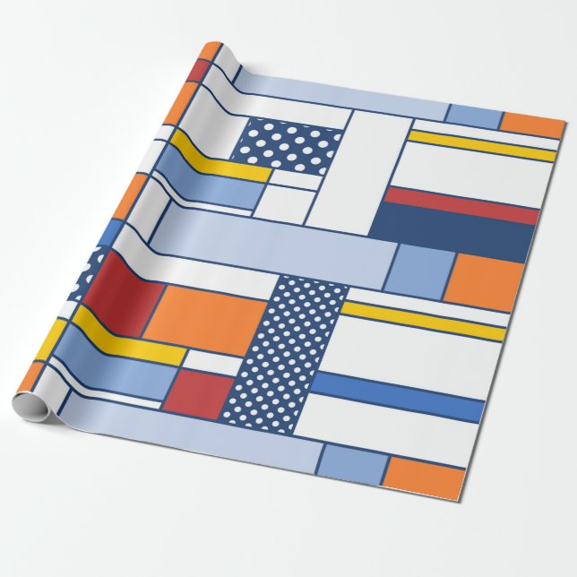Cool artistic modern art gift paper Mondrian style (Unrolled)
