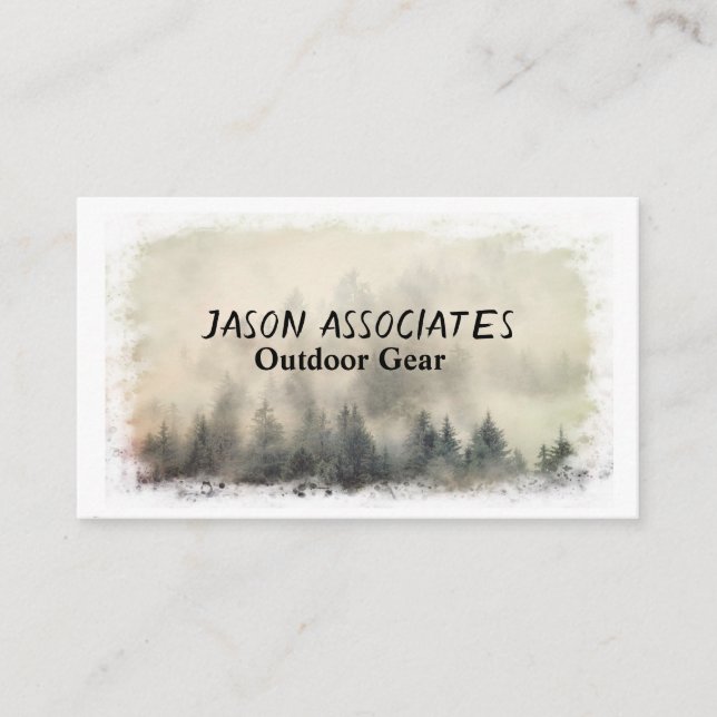 cool artistic mountain pines nature art business card (Front)