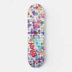 Cool Artistic Paint Splattter Colorful Skateboard