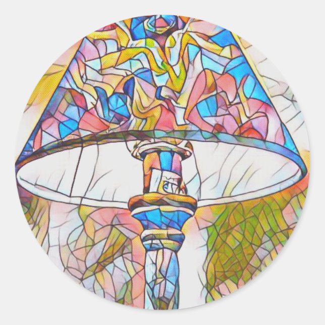 Cool Artistic Stained Glass Lamp Shade Classic Round Sticker (Front)