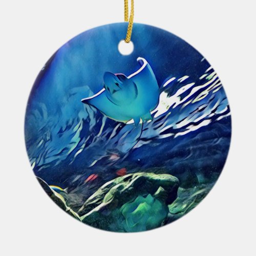 Cool Artistic Underside of Stingray Ceramic Ornament