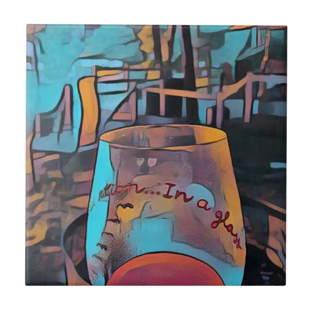 Cool Artistic Wine Glass Ceramic Tile (Front)