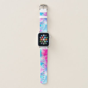 Cool Artsy Girly Purple Pink Blue Tie Dye Pattern Apple Watch Band