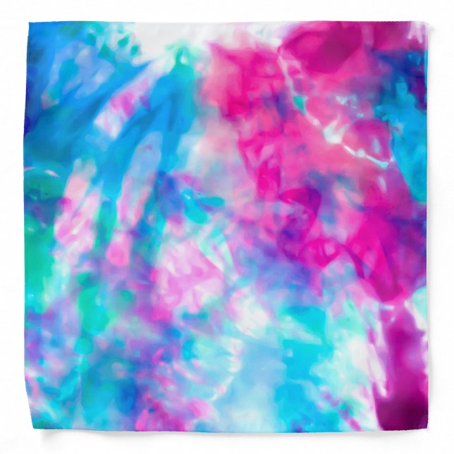 Cool Artsy Girly Purple Pink Blue Tie Dye Pattern Bandana (Front)