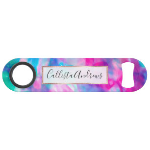 Cool Artsy Girly Purple Pink Blue Tie Dye Pattern Bar Key