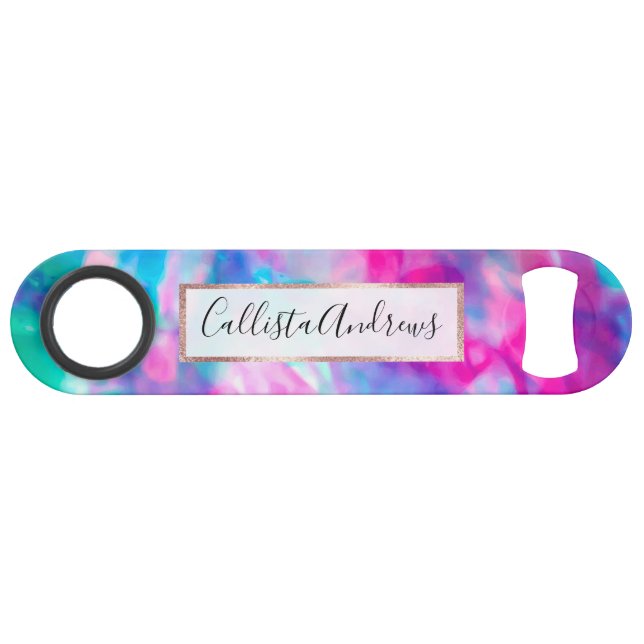 Cool Artsy Girly Purple Pink Blue Tie Dye Pattern Bar Key (Front (Horizontal))