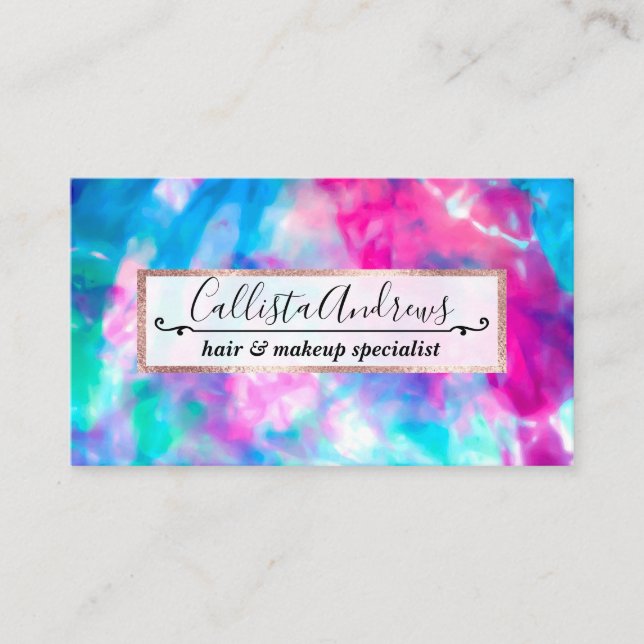Cool Artsy Girly Purple Pink Blue Tie Dye Pattern Business Card (Front)
