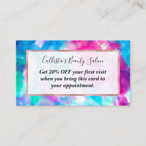 Cool Artsy Girly Purple Pink Blue Tie Dye Pattern Discount Card