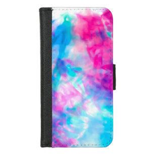 Cool Artsy Girly Purple Pink Blue Tie Dye Pattern iPhone 8/7 Wallet Case
