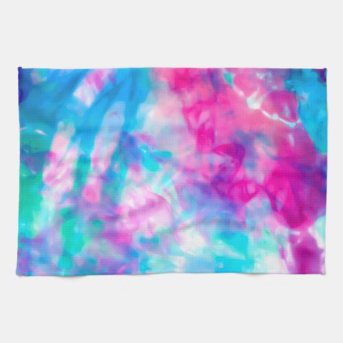 Cool Artsy Girly Purple Pink Blue Tie Dye Pattern Kitchen Towel
