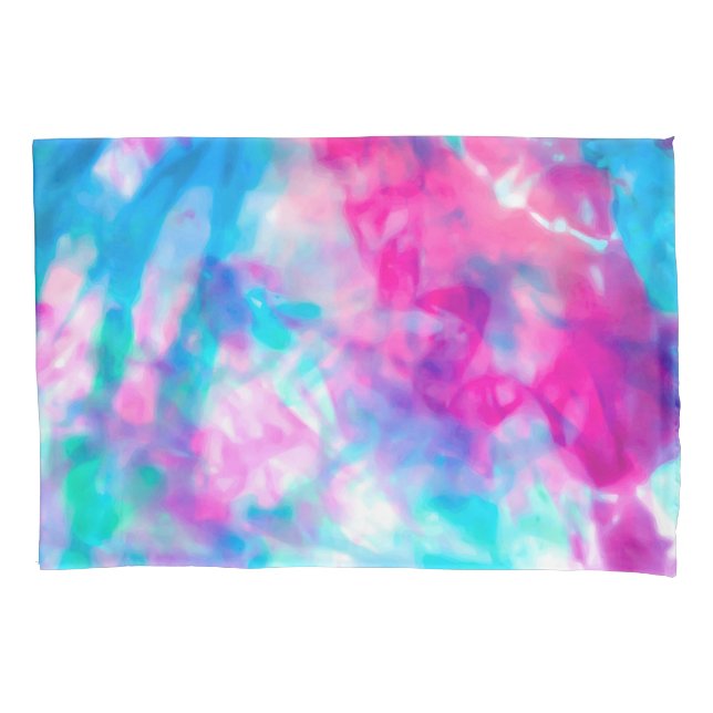 Cool Artsy Girly Purple Pink Blue Tie Dye Pattern Pillow Case (Front)
