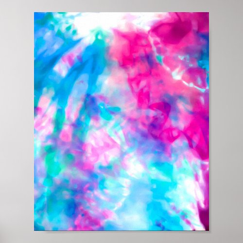 Cool Artsy Girly Purple Pink Blue Tie Dye Pattern Poster